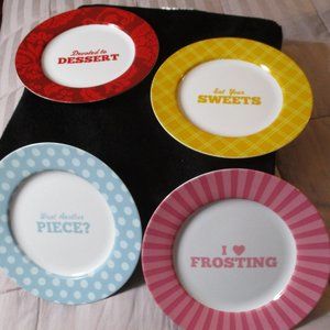 Set of 4 Cake Boss Devoted to Dessert Ceramic Dessert Plates 8"